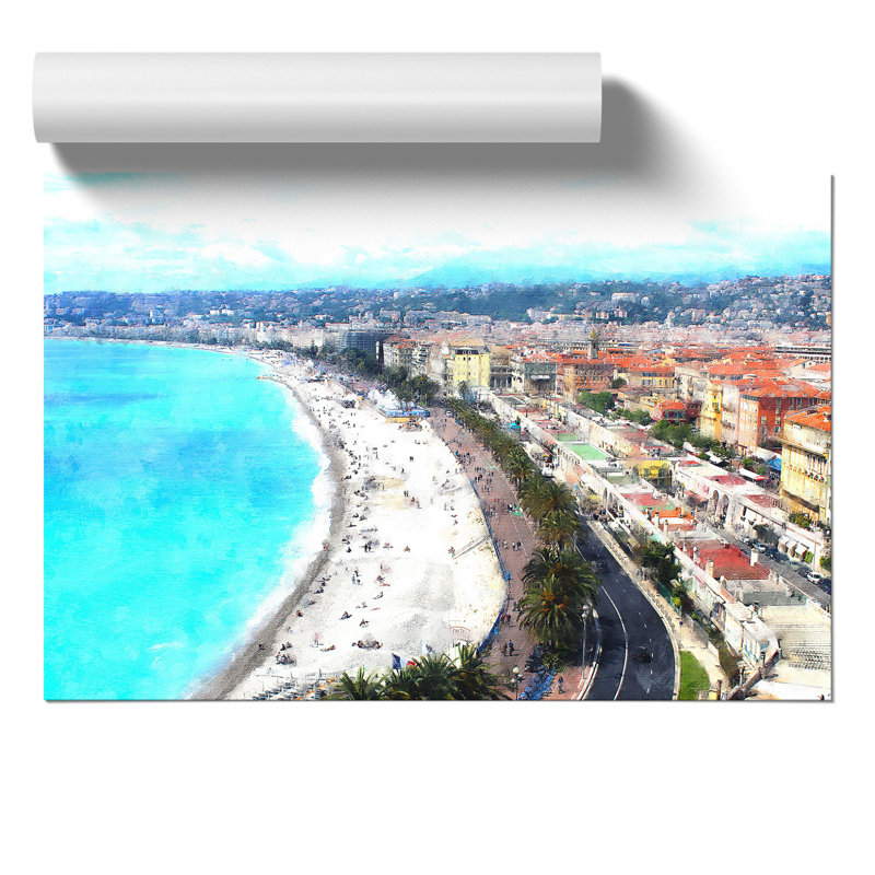 Nice Skyline in France Painting - Frameless Print, 30cm H x 42cm W x 0.1cm D
