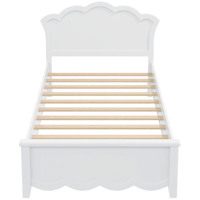 Lit plateforme simple en bois avec tête de lit, blanc