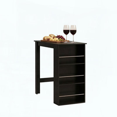3-Tier Bar Table with Guardrail Shelves