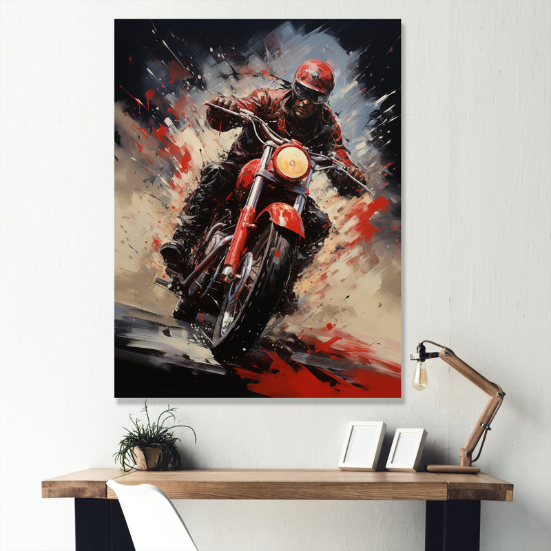 Crimson Thunder Red Dirt Bike III, H 32 po x l 24 po x P 1 po, Toile tendue
