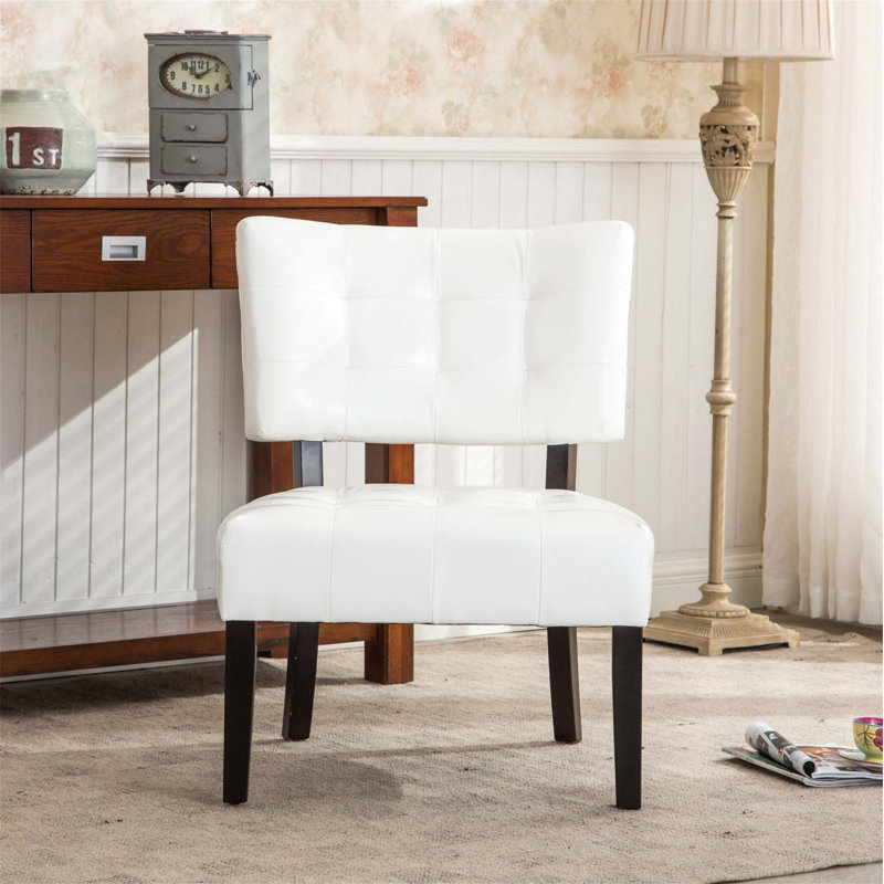 Fauteuil d'appoint capitonné en cuir avec sièges surdimensionnés Roundhill Furniture, Similicuir ivoire