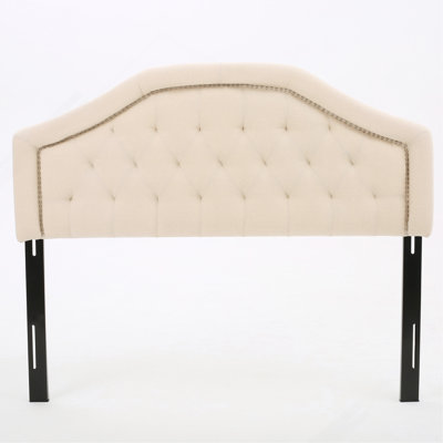 Tufted Upholstered Headboard Queen Size, Solid Wood Head Board With Durable Metal Legs, Adjustable Height Queen Headboard With Nailhead Trim In Bedroom