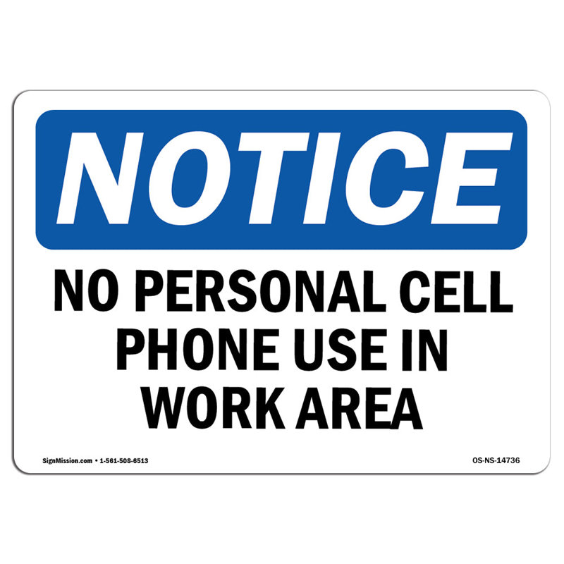 Avis de l'OSHA - Pas d'utilisation de téléphone portable personnel dans la zone de travail