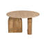 Table de bout Cid Elis, marbre beige, structure en bois massif, plateau rond de 30 pouces