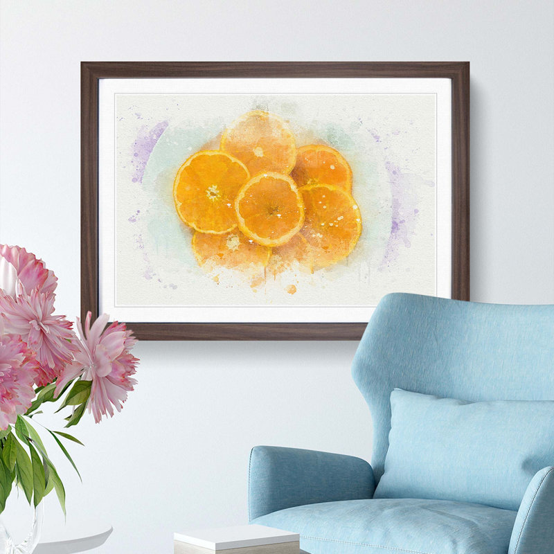 Slices of the Orange in Abstract - Picture Frame Graphic Art Print, 48cm H x 65cm W x 2cm D, Walnut Framed