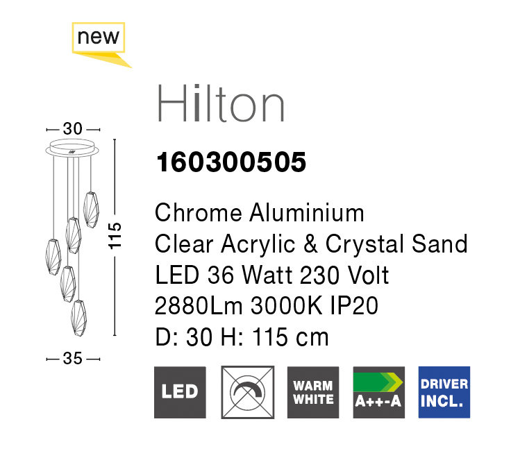 5 - Light Chrome LED Cluster Pendant