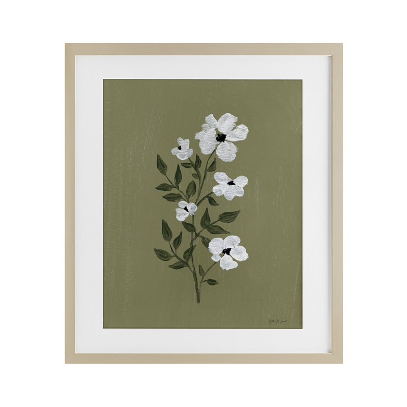«Pretty Little Flower Avocado», reproduction sous verre encadrée, conception par Yvette St. Amant, H 21 po x l 17 po
