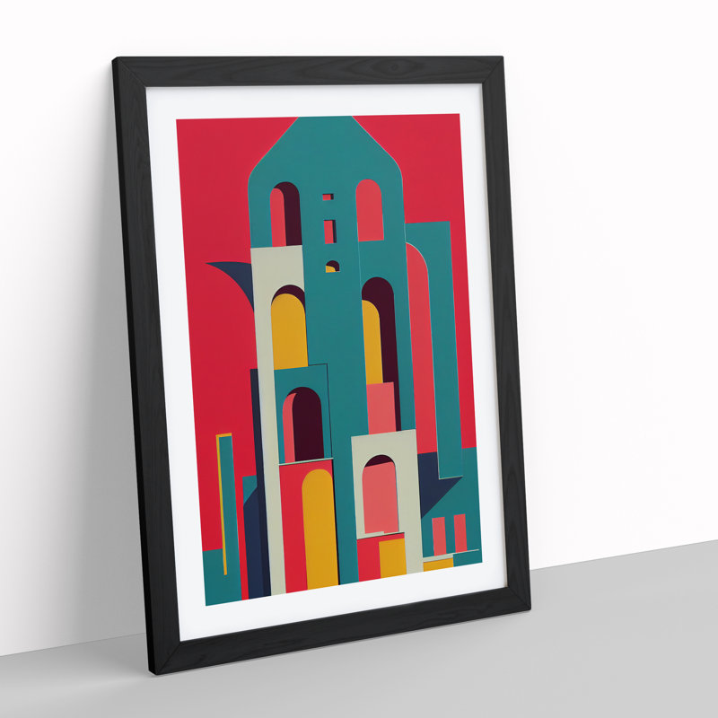Bold Architecture No.2 Abstract - Single Picture Frame Print, Black, 64cm H x 46cm W x 2cm D