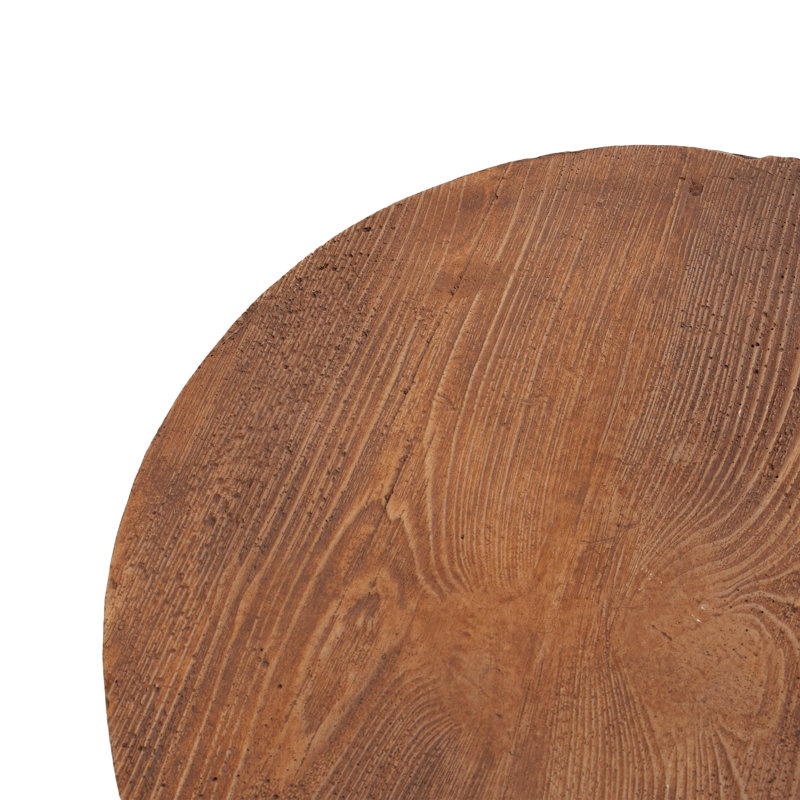 Iris Outdoor Patio Three-Legged Wood-Grain Round MGO Side Table, Brown