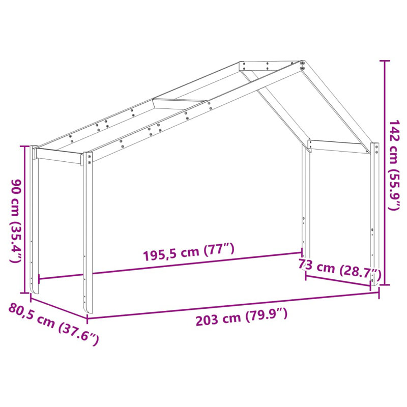 Pyron Bunk Bed Accessories, Brown, 142cm H x 203cm L x 80.5cm W
