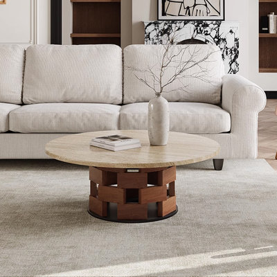 Table basse en travertin de style Wabi-sabi