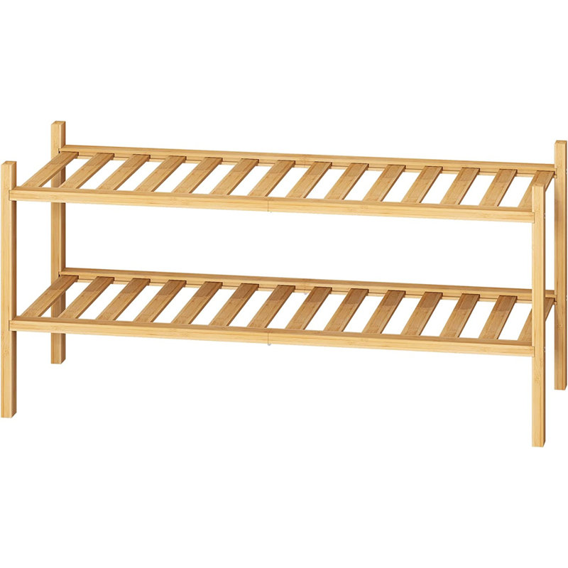 6 Pair Stackable Shoe Rack, Natural