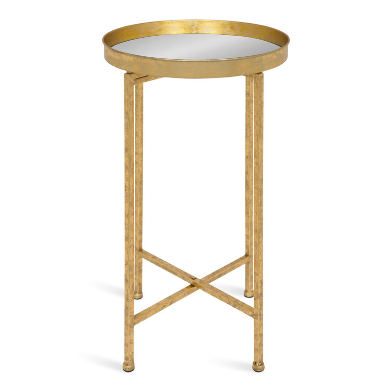 Ekta Tray Top End Table, Gold, White