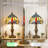 Stained Glass Dragonfly Table Lamp - Vintage Antique Metal Base Nightstand Lamp