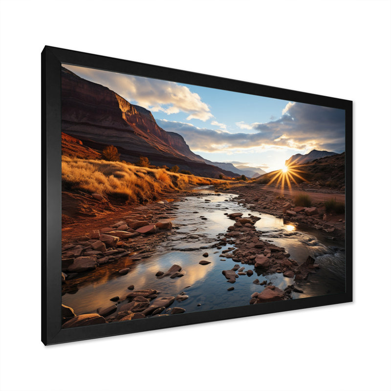 «Sunset in Utah Mountain III», reproduction sur toile, Cadre simple noir, H 12 po x l 20 po x P 1 po