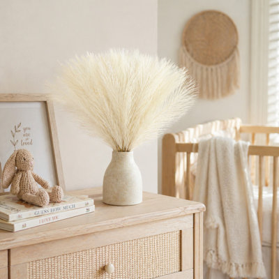 30 Pcs 21'' Faux Pampas Grass Decor, Beige Artificial Vase Filler