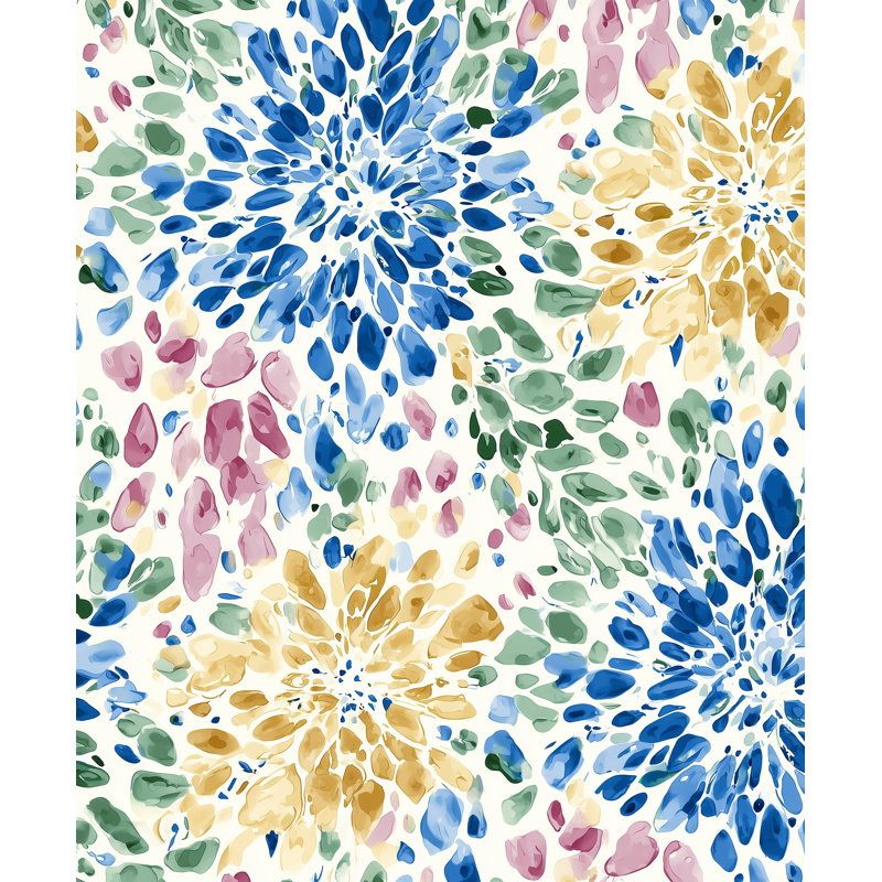 Papier peint floral moderne, décoration murale colorée et vibrante