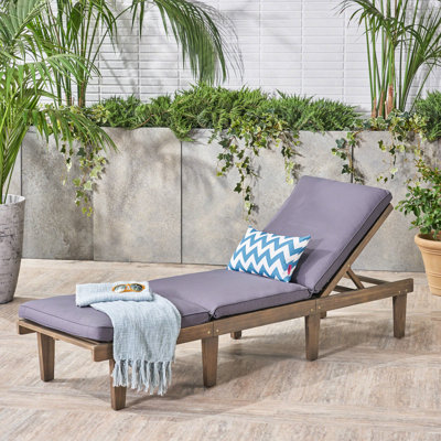 Chaise longue grise en bois avec coussin moelleux - Fauteuil inclinable en bois Cozy Spot
