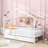 Wood House Bed with 2 Drawers, Roof Design and Guardrails-592641502-592641496