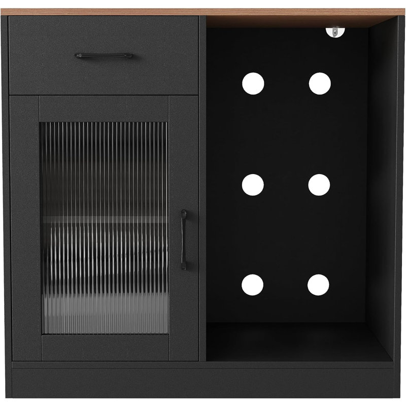 Meuble-bar à vin moderne avec mini-frigo, Brown + Black