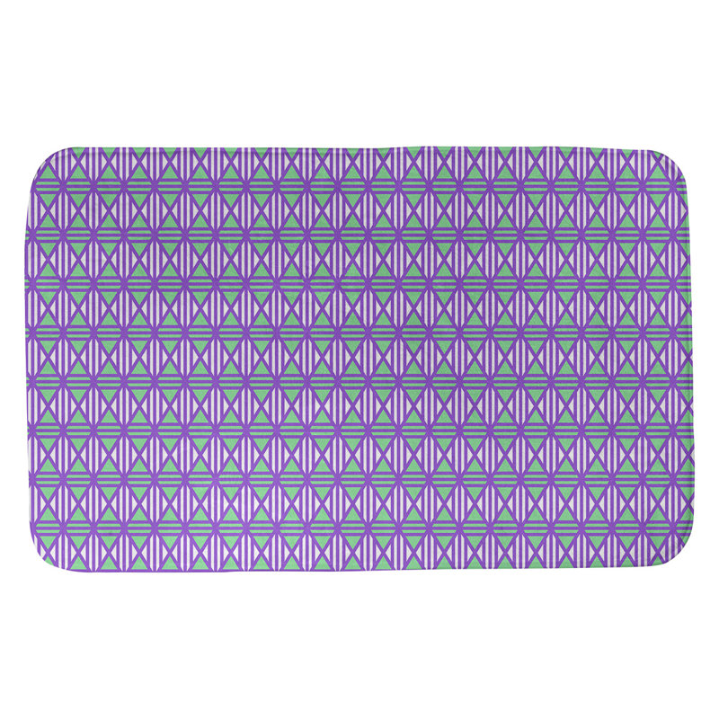 Tapis de salle de bain lineed diamants Leffel, l 17 po x L 24 po, Mauve / Vert