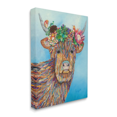 Couronne de fleurs de vache Bella par Lisa Morales - peinture à cadre flottant