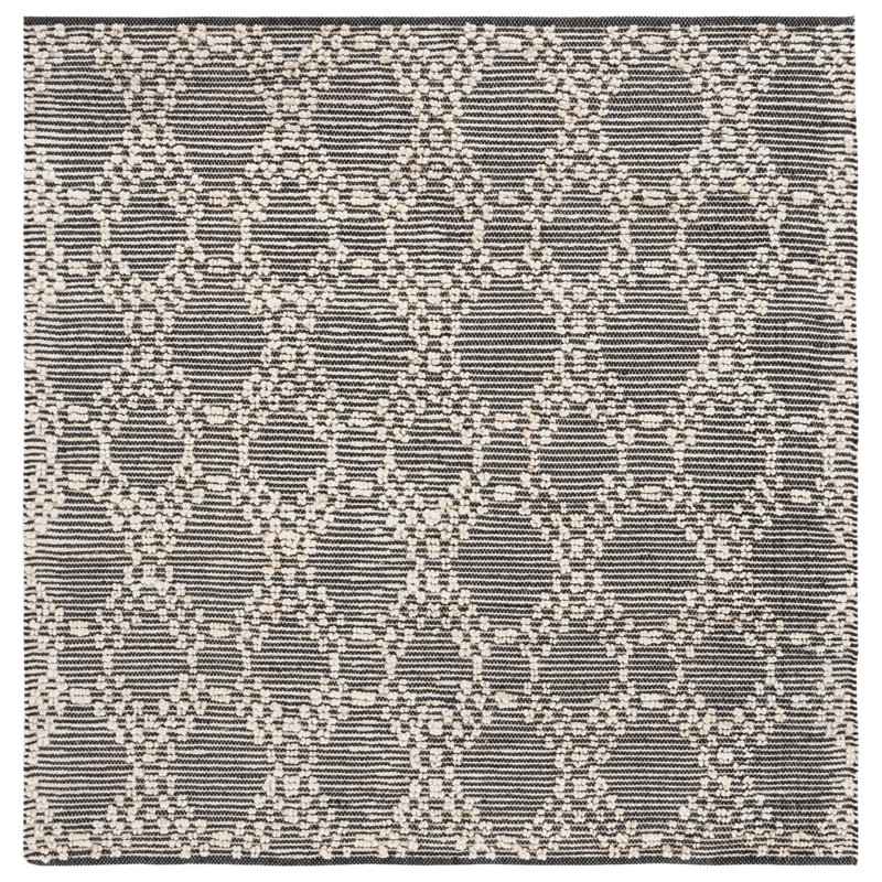 Aristia Natural Fiber Flat Weave Jute/Cotton Geometric Rug in Blush/Black, Square 6'