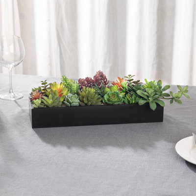 6'' Faux Succulent in Wood Planter