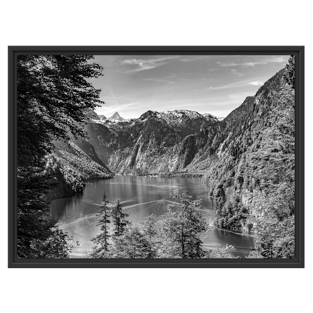 Gerahmtes Wandbild Blick auf den Königssee Kunst B&W