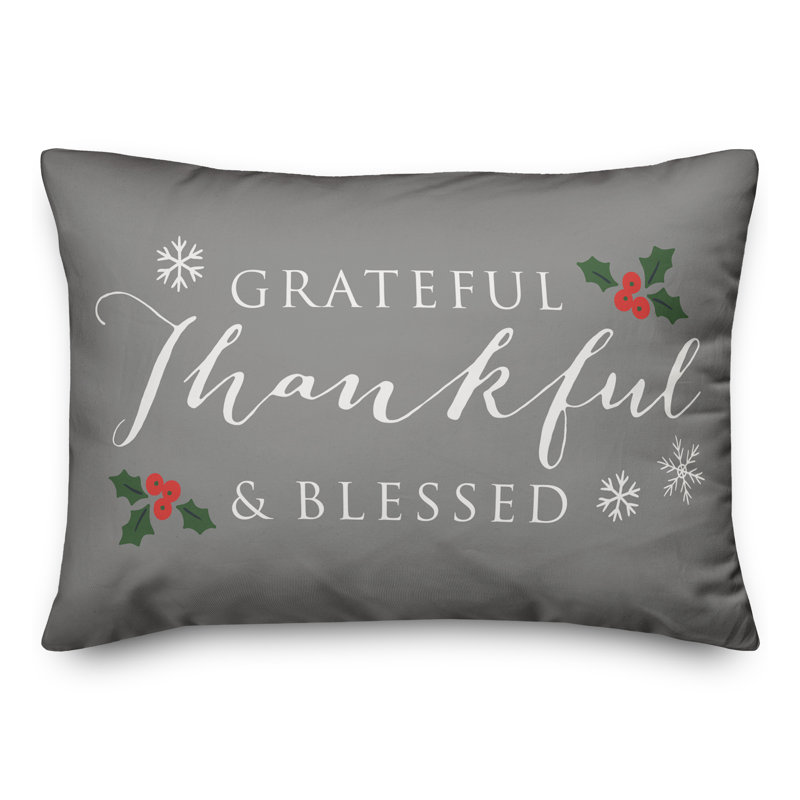  Coussin lombaire rectangulaire Grateful Thankful, Gris