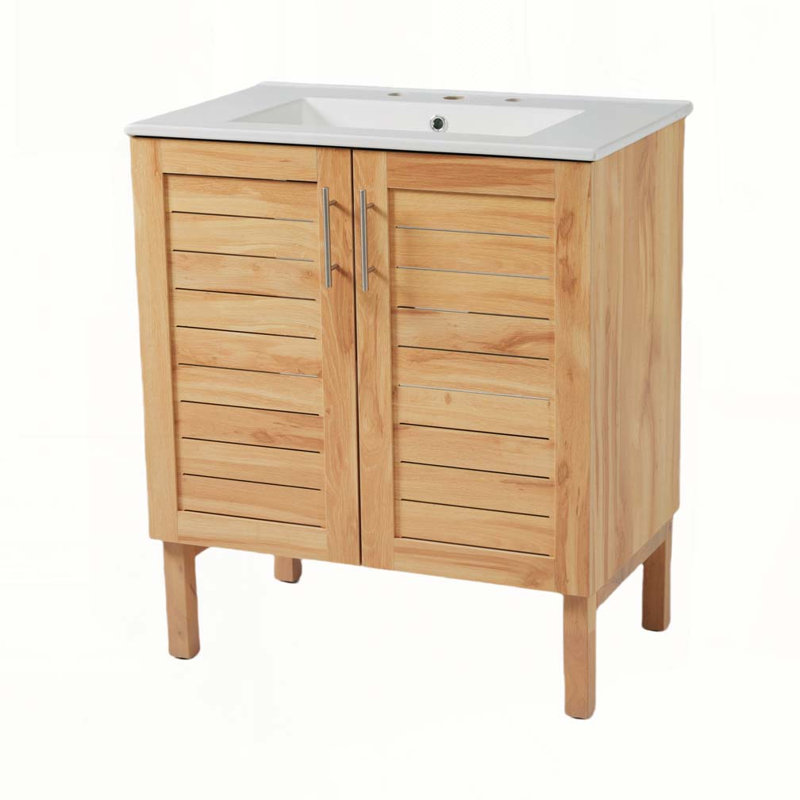 Meuble-lavabo de salle de bain avec lavabo en céramique