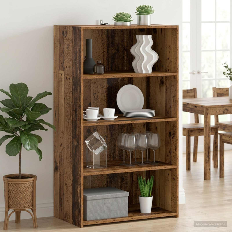 Highboard 70 x 41 x 124 cm Engineered Wood Cabinet Living Room Modern For, Oak Wood