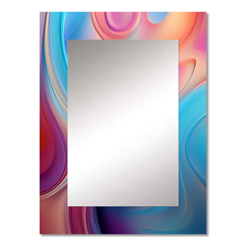Transitional pink and blue shapes III - Transitional Shapes Mirror, Modern Decorative Wall Mirror, Printed Metal Art