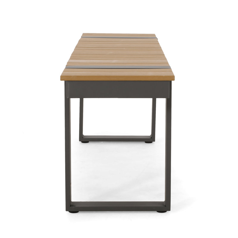 Outdoor Dining Bench, Gray + Natural