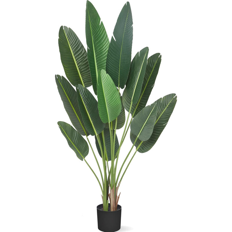 Fausse feuille de bananier en pot, H 72 po x l 6,3 po