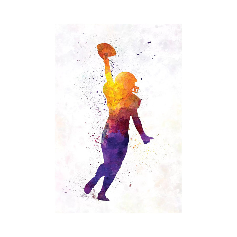 American Football Female Player in Watercolour 1 Piece Wrapped Canvas Wall Art, 101.6 cm H x 66.04 cm W