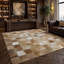 Tapis en cuir de vache patchwork fait à la main, tapis en cuir véritable, tapis aux tons neutres-1579993181