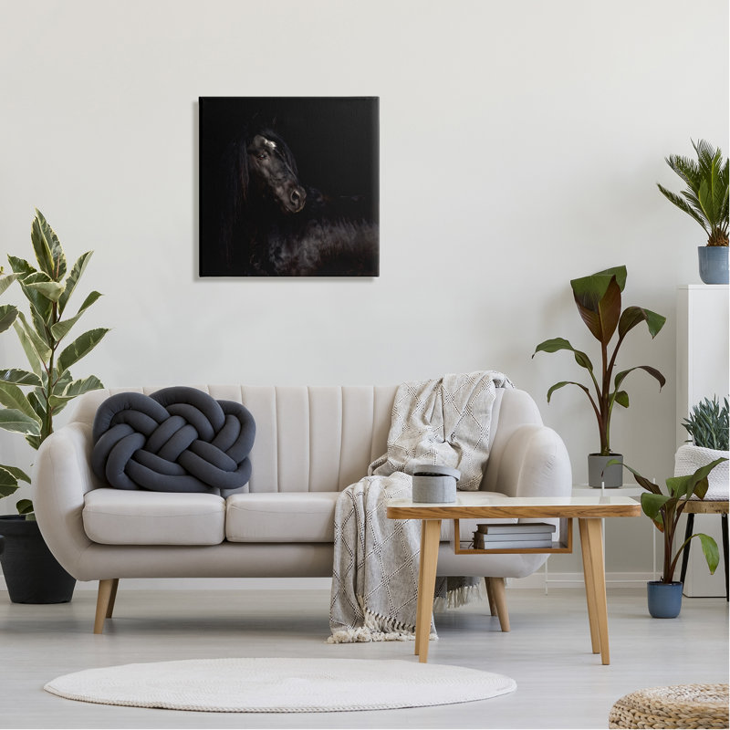 «Elegant Black Stallion» par PHBurchett - reproduction d'art sur toile tendue, H 24 po x l 24 po x P 1,5 po