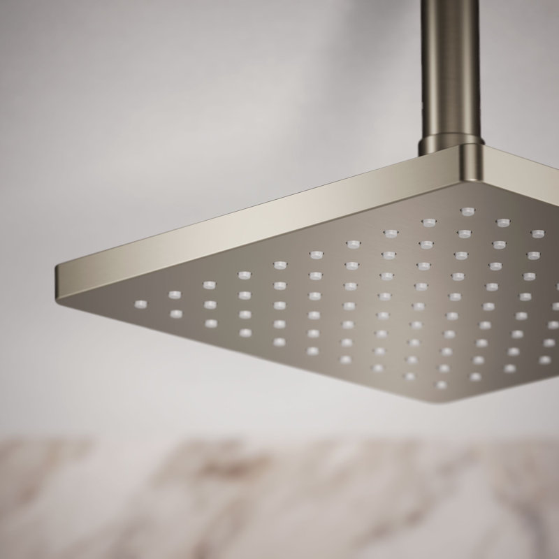 Honesty 8" Single-Function Wall or Ceiling-Mount Square Rainhead, Square Rain Showerhead 2.5 GPM, Vibrant Brushed Nickel