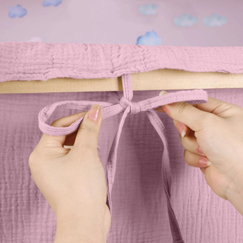 Cotton Muslin Handmade Bed Canopy, 135 X 360Cm, Pink