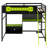 Full Size Wood Loft Bed With Desk, Shelves, LED Lights, USB Ports And Pegboard-1591346568
