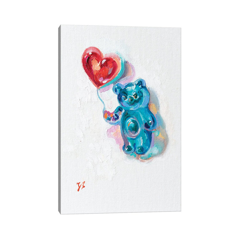 Rubber Bear With A Hear by Katharina Valeeva - Wrapped Canvas Painting, 20.32 cm H x 30.48 cm W