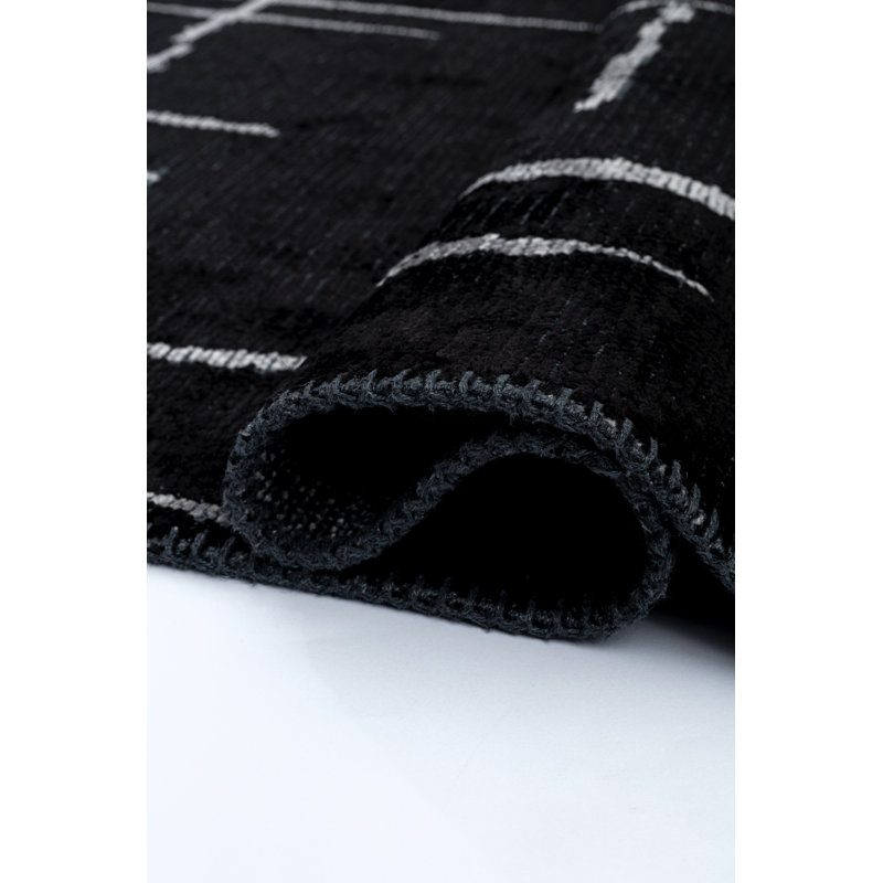 Rapture Gray/Black Geometric Luxury Area Rug, Rectangle 7'10" x 11'2"