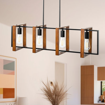 Dasiyah 4 - Light Farmhouse Square / Rectangle Linear Kitchen Island Pendant