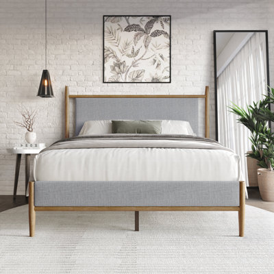 TWIN SIZE WOODEN PLATFORM BED IN LIGHT OAK