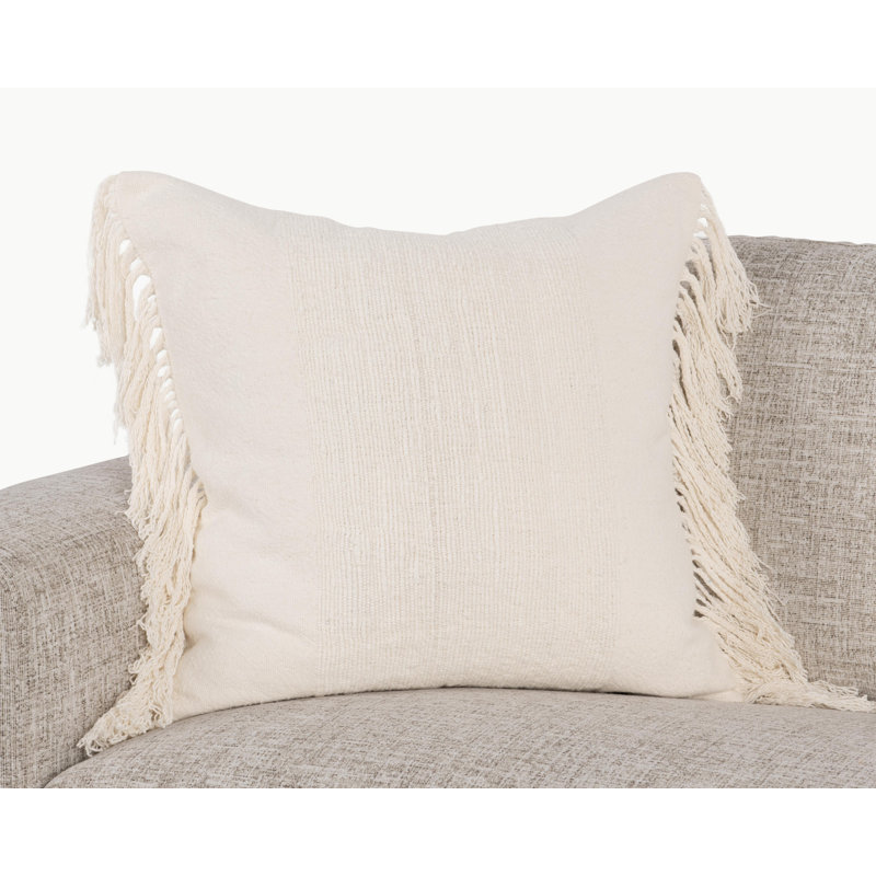 Volta Fringe Linen Blend Throw Pillow