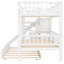 Lit superposé simple au-dessus de simple avec escalier de rangement, glissade et lit gigogne, lit superposé en bois pour enfants, blanc
