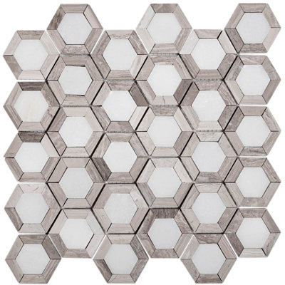 12" x 11" Marble Look Mosaic Wall & Floor Tile