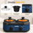 Double Slow Cooker with 2 Removable Pots, Glass Lids, Adjustable Temp, Blue
