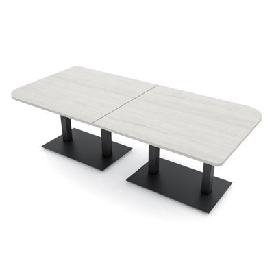 Duo Shaped Conference Table with Double Metal Post Base